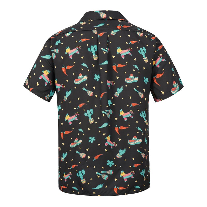 Zando Funny Mexican Shirts for Men Short Sleeve Button Down Hawaiian Shirt Tropical Cinco De Mayo Shirt Beach Vacation Fiesta Shirt Costume Casual Cinco De Mayo Outfit Lake Blue Horse Shirt Medium - Image 2